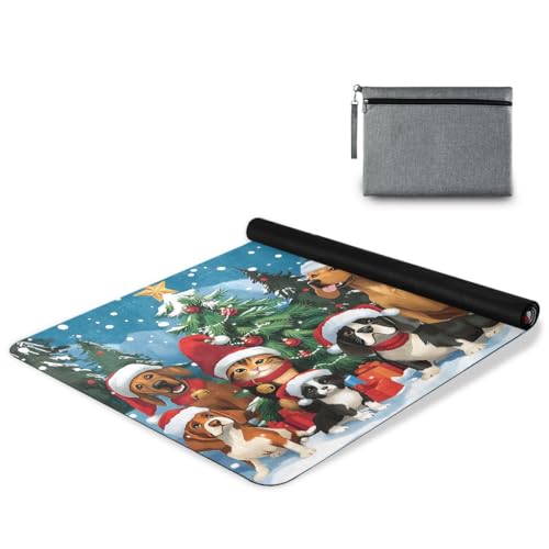 ALAZA Dog Cat Christmas Tree Yoga Mat Non Slip Fitness Exercise Mat, Workout Mat for Yoga, Pilates and Floor Exercises