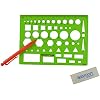 Westcott T-816 All-Purpose Technical Drawing Template, Plastic Shape Template Tool, Green, 4.5 by 6 in