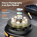 Digital Microscope, 500X Portable Handheld Microscope with 8 LED Lights, Supports 1920x1080P HD Photography and Video Recording, for Kids Adults (Black)