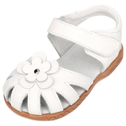 Femizee Girls Genuine Leather Soft Closed Toe Princess Flat Shoes Summer Sandals(Toddler/Little Kid)