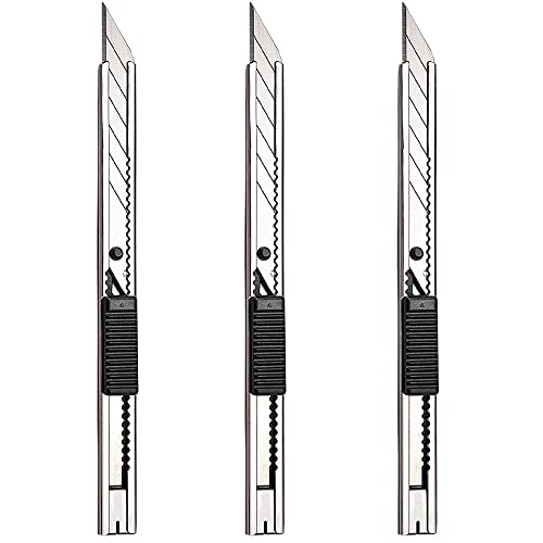 Gebildet 3 Piezas Mano Derecha e Izquierda 9mm Cúter de Cuchillas Angulo de Corte de 30 Grados, Snap-Off de Acero de Carbono Cuchillo, Automático de Vinilo Herramientas