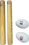 Hand Percussion Musical Instrument Set Puerto Rico Flag - Include: 1 Pair 8 Inch Rhythm Sticks Wood Claves and...