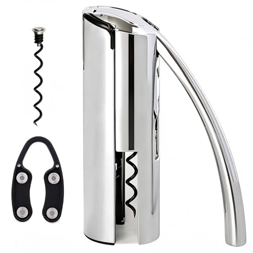 KAYCROWN Wine Opener, Stainless Steel Vertical Lever Corkscrew with Foil Cutter, Extra Spiral and...