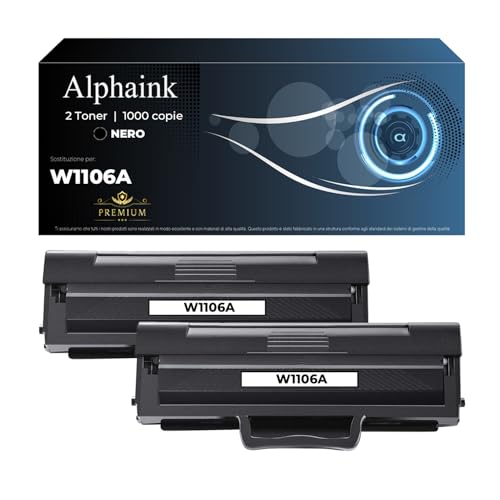 alphaink 2 Toner Compatibile (CON CHIP) per HP 106A W1106A per Laser 107a 107r 107w per MFP 135a 135r 135w 135wg 137fnw 137fwg Compatibili (2 Nero, Con Chip)