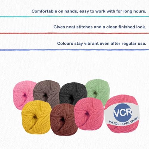 Image of VCR Light Grey Yarn, 25 Grams Hank, 85 Meters Length, 100% Merino Wool, Pack of 1, Shrink-Resistant Soft, Warm and Premium Wool Yarn for Knitting, Crochet and Craft Projects