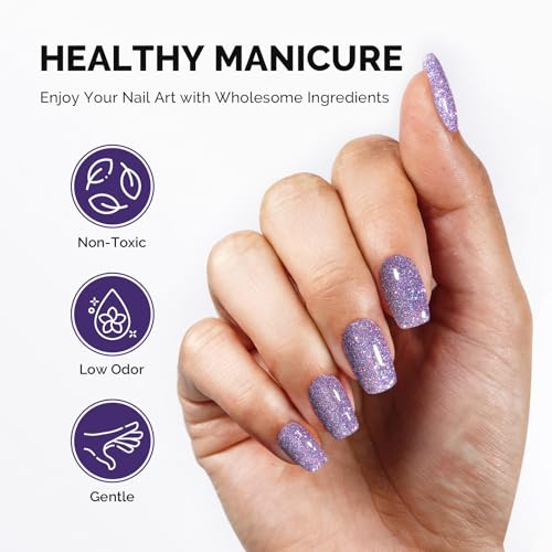 Image of MelodySusie Galaliver Purple Glitter Gel Nail Polish, 15ML Shimmer Purple Sparkle Gel Polish Soak Off UV LED Cured Long Lasting Gift for Women DIY Nail Design Nail Art Manicure X05