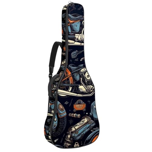 Sac de transport pour guitare acoustique imperméable en tissu Oxford épais style vintage Moto 35