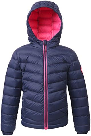 Rokka&Rolla Girls' Ultra Lightweight Hooded Packable Puffer Down Jacket,Dark Navy,L (10/12)