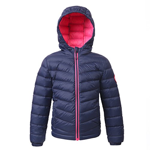 Rokka&Rolla Girls' Ultra Lightweight Hooded Packable Puffer Down Jacket,Dark Navy,M (8)