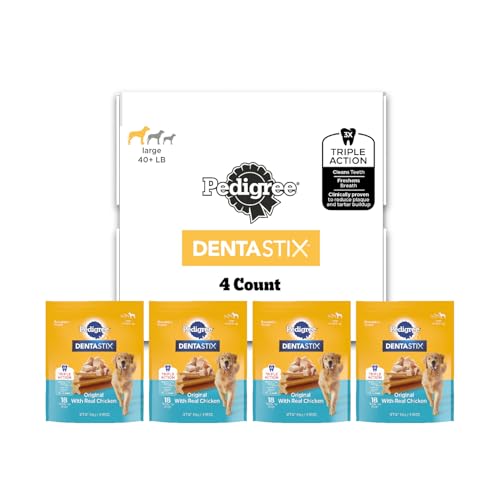 Image of Pedigree Dentastix Large Dog Treats, Original Flavor with Real Chicken, (4) 18ct Bag (72 Treats Total)