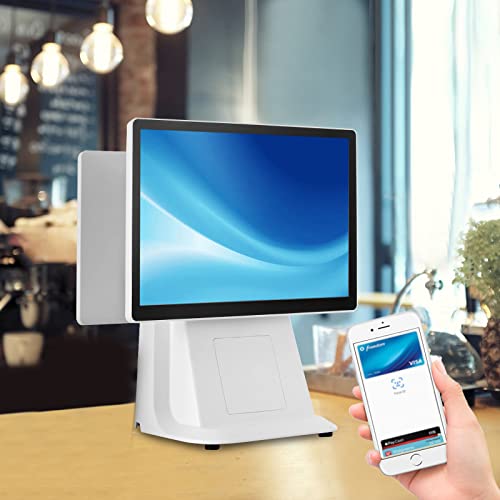 Cash Register, Retail and Restaurant POS Terminal Machine for Small Business, 15.4-inch Flat Touch Screen and 15.4-inch Customer-Facing Screen for Retail and Restaurant