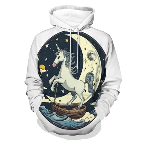 Sweat à capuche contre la fraîcheur avec style hoodie licorne lune S
