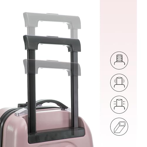 22 Inch Ride on Suitcase for Kids, Travel Luggage with Spinner Wheels for Child Travelling Stroller with Combination Lock/Safety Belt/Telescoping Handle (Pink)