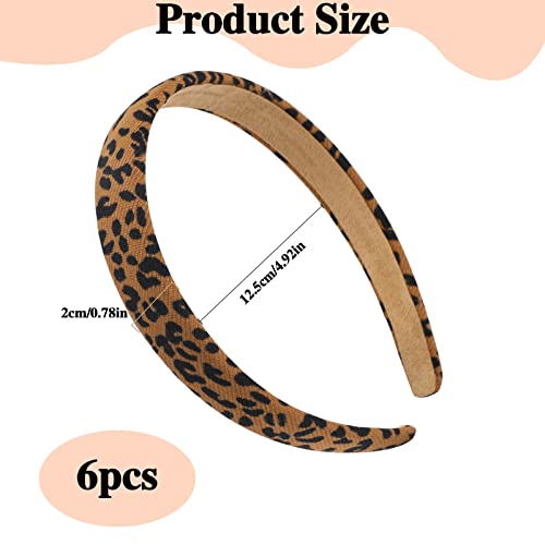 Pu Solid Hairband Hair Hoops Leopard Print Headbands Wide Headband For Women Girls Cute Accessories For Women, 6 Pack Multicolor #TOP1