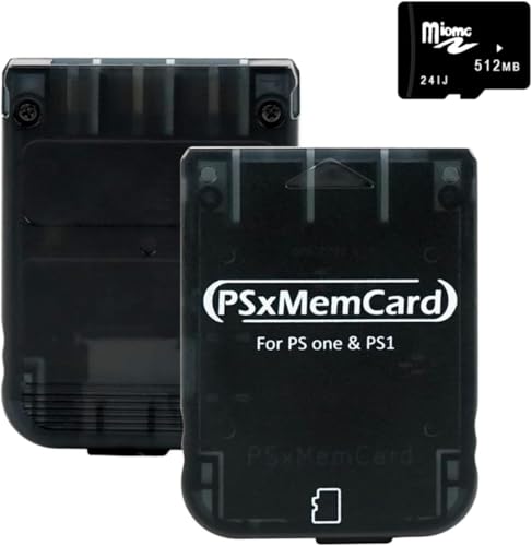Kaico PSxMemCard - Tarjeta de memoria PS1 con tarjeta micro SD de 512 MB, tarjeta de memoria de juego de alta velocidad para consola PS1 y PS One, soporta actualización de firmware y ahorra datos de