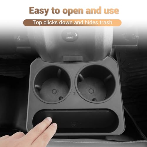 Image of YEE PIN Compatible with 2025 Ford Maverick Trash Can Trash Container with Cupholder, Cup Holder Car Trash Bin Garbage Can for Ford Maverick Accessories 2025 2024 2023 2025