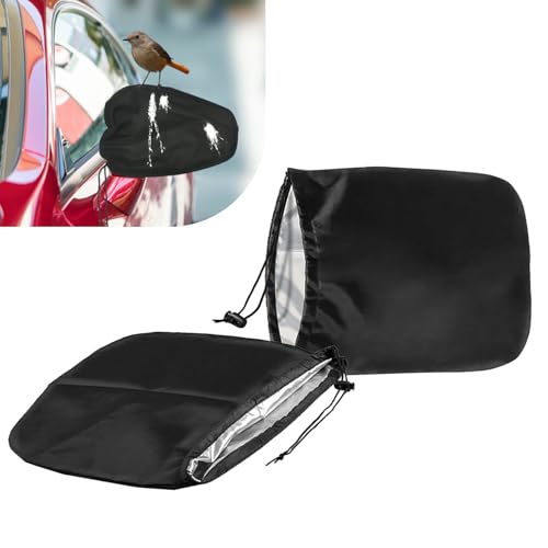 Image of 2 PCS Auto Rearview Mirror Snow Cover, 210D Silver Coated Oxford Cloth Dust and Frost Protective Cover, 10.62 inch x 12.99 inch Car Accessories, Universal for Automobiles (Black)