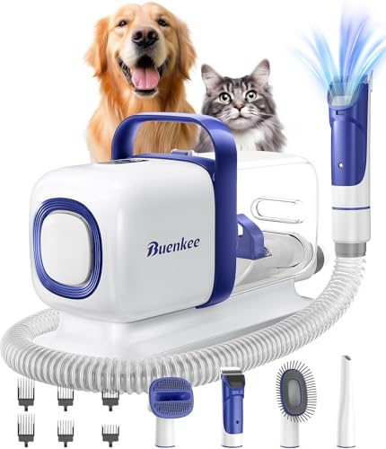 Buenkee Dog Grooming Kit with Pet Vacuum, 2L Large Capacity Pet Grooming Kit, 15000PA & Low Noise Pet Hair Vacuum Groomer for Dogs Cats