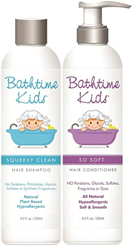Bathtime Kids Natural Squeeky Clean Hair Shampoo & So Soft Hair Conditioner Set, 8.5 oz. Each || Safe & Gentle, Natural, Toxin-Free, Sulfate-Free, Paraben-Free, Hypoallergenic