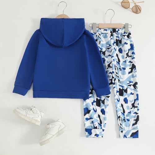 Image of Boys Sweatsuit Long Sleeve Color Block Hoodie Sweatshirt and Jogger Pants 2PC Sets Fall Clothes (Sizes: 4-8)