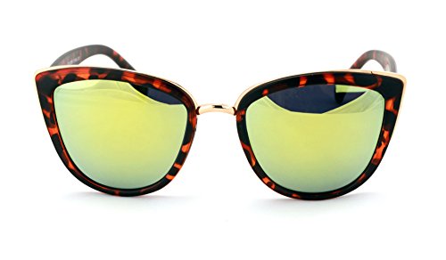 V.W.E. Womens Cat Eye Mirrored Reflective Lenses Oversized Cateyes Sunglasses3