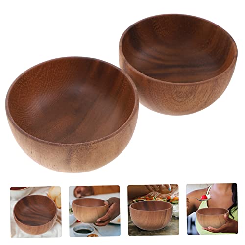 Cabilock 2 Peças Tigela De Madeira Círculo Bandeja Decoração Tigelas De Sopa Japonesa Tigela De Arro