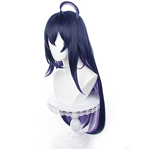 Dark Blue Mixed Purple Long Straight Hair Heat Resistant Synthetic Costume Hair for Women Halloween Comic Con Cos Anime Party Replacement Wigs - Image 4