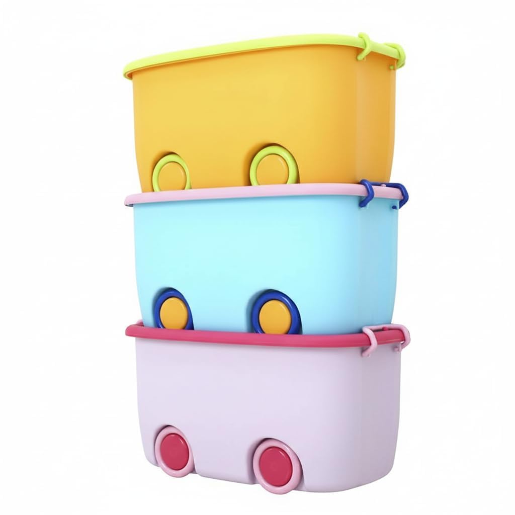 25 Liters/Toy Storage Box Large Size/Toy Storage Organiser/Toy Basket Storage Box for Kids Big Size Storage Container Box Stackable/Wheels/Locking Lid & Handle (3)-image-46