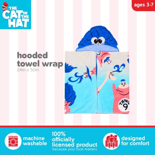 Image of Franco Dr. Seuss Cat in The Hat Movie Bath and Beach Soft Cotton Terry Hooded Towel Wrap, 24 inch x 50 inch, (Officially Licensed Product)