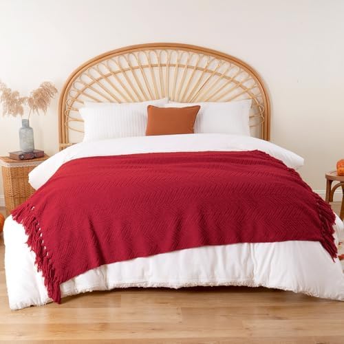 BATTILO HOME Red Throw Blanket for Couch, Knit Christmas Throw Blanket for Home Decor, Super Soft Cozy Warm Red Christmas Blanket for Winter, 50" x 60" - Image 5