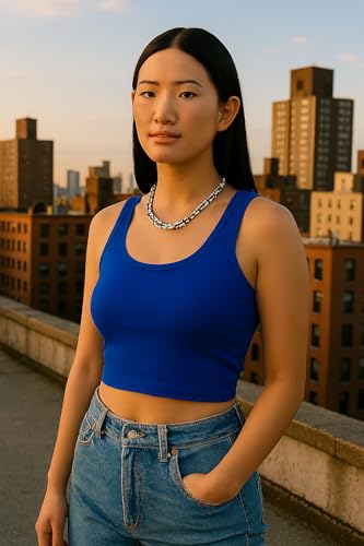 Image of 95% Cotton, 5% Lycra Women's and Girls Solid Ribbed Square Neck Tank Top | Tanktop for Women | Sleeveless Top | Crop Tanktop | Ribbed Tank Top