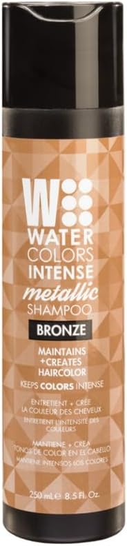 Watercolors by Tressa INTENSE METALLIC 3-in-1 Color Depositing Shampoo, Semi Permanent Hair Color, Hair Dye Shampoo for Curly, Dry, and Normal Hair, 8 fl oz - BRONZE