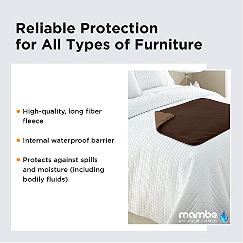 Mambe Large Indoor Blanket Chocolate Cappuccino - Soft And Silky Waterproof Throw - Machine Washable Fleece - For Protecting Furniture From Stains And Accidents - For Dog And Pet Fur #TOP2