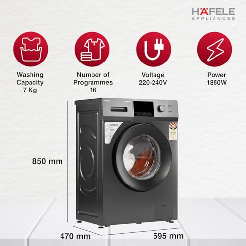 Image of HAFELE AMARA 7 kg 5 Star, Premium Fully Automatic Front-Load washing machine engineered using German technology, comes with Steam Shield and Hexa Wash Design