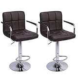 Simply-Me 2 Pcs Bar Stools Modern Armrest PU Leather Adjustable Hydraulic Bar Chair Counter Height...