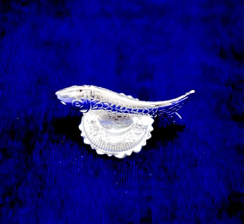 Image of KMJ Pure Silver Fish Idol /Statue /Figurine for Vastu and Wealth| Chandi ki Machli | Handcrafted Fine Silver Decorative Showpiece | Good Luck Symbol for Home, Office & Gifting, 35 x 25 Mm