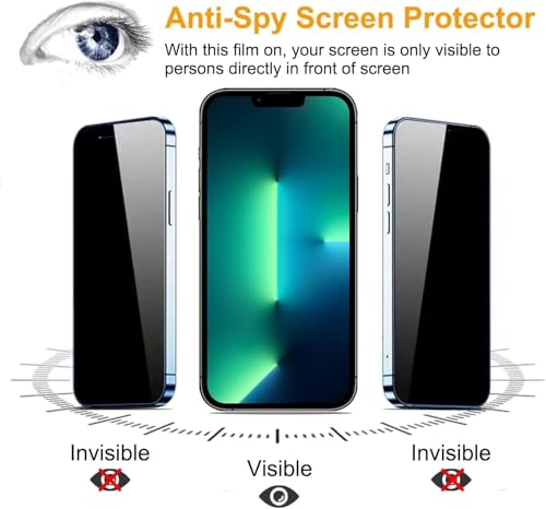 Image of Tempered Glass Full Screen Protector Compatible For Privacy iPhone 13 /13 Pro / 14 (6.1 Inches) (Black) Edge To Edge Full Screen Coverage With Easy Installation Kit,Pack Of 1