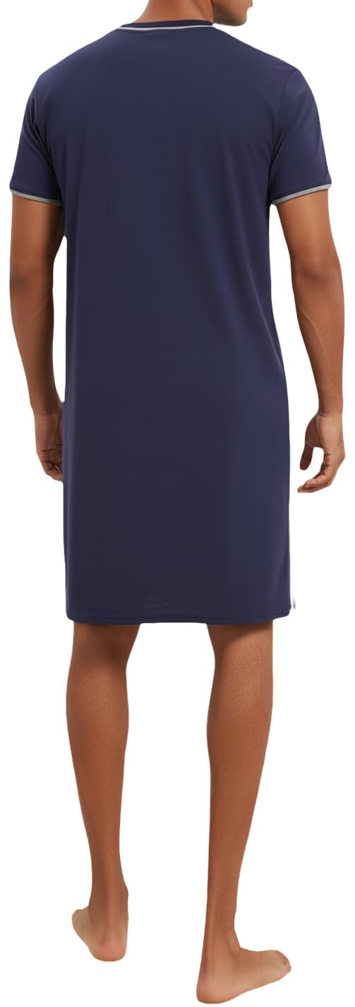 In One Clothing Męska koszula nocna z dekoltem w serek i półrękawami