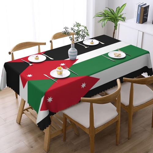 Nappe rectangulaire drapeau jordanien EdWal 132x178 cm pour table de cuisine