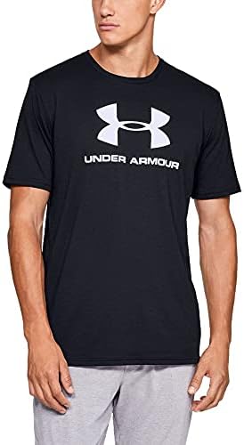 Under Armour mens Sportstyle Logo Short-sleeve T-shirt , Black (001)/White , Large