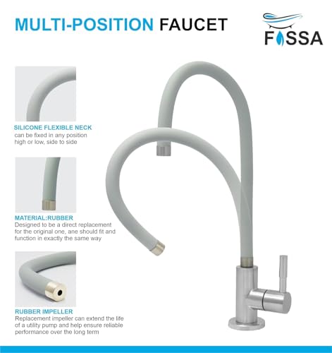 Image of Fossa 1-Year Warranty RO Tap - Pure 304 Stainless Steel Body with Flexible Swivel Spout for Kitchen Sink /Basin | Lead-Free Drinking Water Filter Faucet - Grey (Matte Finish)