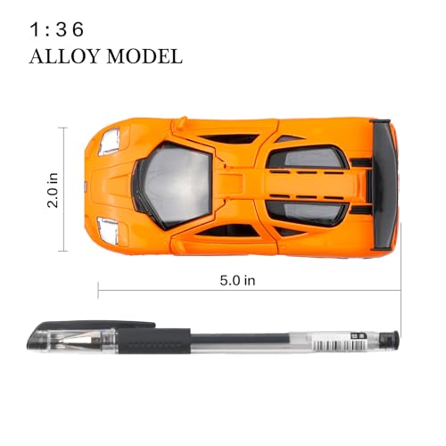 Modelo de auto Mclaren a escala 1:36 color naranja miniatura 5