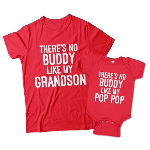Pop Pop and Grandson Matching T-Shirts, There's No Buddy Like My Grandson and No Buddy Like My Pop Pop Matching Set Black4