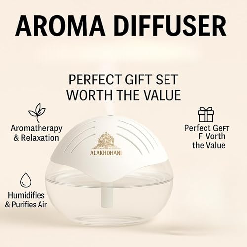 Image of Aroma Diffuser & Air Humidifier | 500 ml Water Tank | Cool Mist Humidifier for Home, Spa, Meditation, Office | White