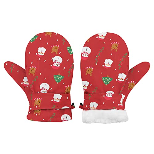 UTTPLL Toddler Mittens Winter Funny Christmas Gloves Infant Kids Lined Fleece Ski Snow Gloves Baby Boys Girls Warm Waterproof Mittens Christmas Red 2-4 Years