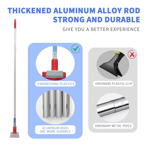 Image of Commercial Mop-Heavy Duty Industrial 59 inch Looped-End String Mop Heavy Duty Industrial Cotton Mophead Includes 2 Head for Home,Garage, Workshop, Warehouse Floor Cleaning-red
