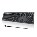 B.FRIENDIT Slim USB Wired Keyboard – UK Layout Soft Touch and Quiet Key, Compatible with Apple iMac, Macbook, Mac and PC, Computer Keyboard with Numeric Keypad – Space Gray