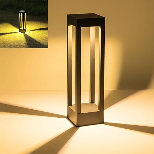 Pageone LED Wegeleuchten Außen 10W, 40CM Wegbeleuchtung Aussen Schwarz Pollerleuchte Standleuchte Außen für Garten, Wasserdicht Gartenleuchte IP54, Aluminium, Warmes Licht 3000K (40cm)
