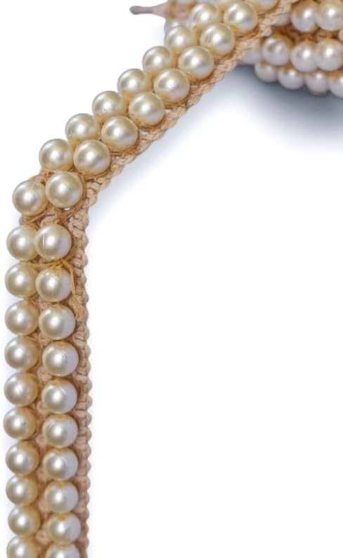 Fabric Mart Direct Pearl Crochet Jute Trim by the Yard, 1 Inch (25 mm) Jute Braided Lace Trim for Curtains, Pillows, Table Decor, Bags, Wedding Décor