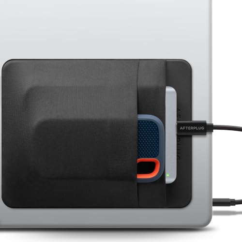 Afterplug 2-Pocket SSD & Hard Drive Holder for Laptop Reusable Adhesive Stick-On Pocket Sleeve for External Portable SSD HDD Cables and More (Large)